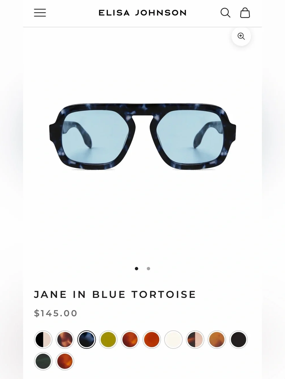 Elisa Johnson Jane Sunglasses in Blue Tortoise